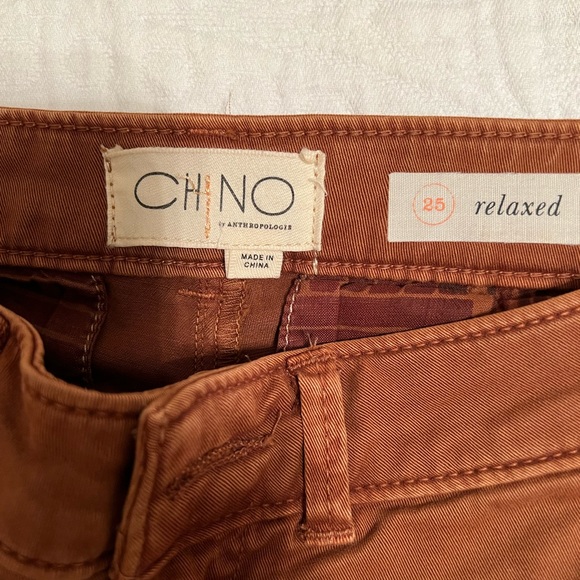 Beautiful brownish chinos with a velvet burgundy ribbon down the side - Picture 4 of 4